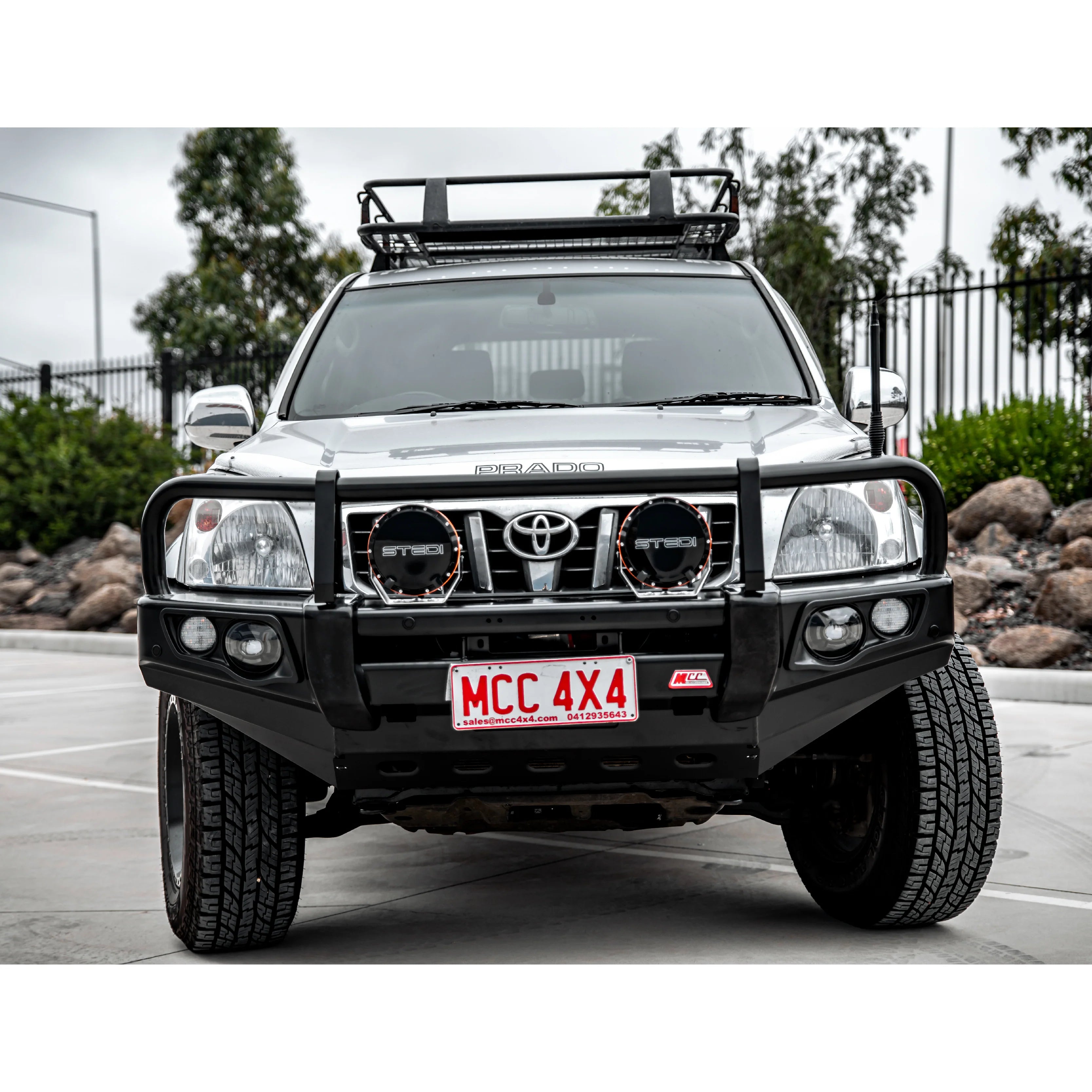 Prado 120 2002-2009 707-02 Falcon Bull Bar A-Frame (LED Foglight) Package - SKU MCC-01010-702FOGUDP