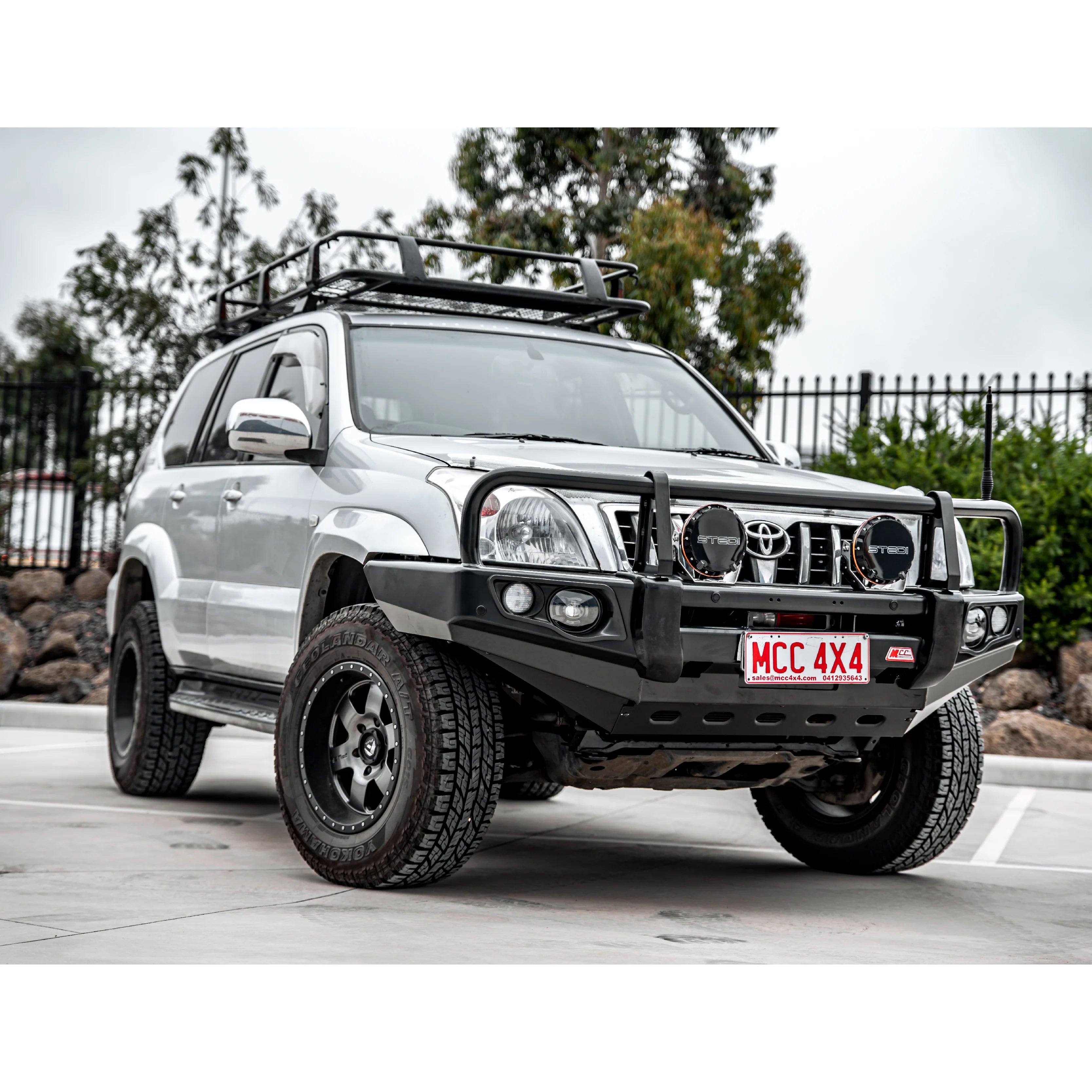 Prado 120 2002-2009 707-02 Falcon Bull Bar A-Frame (LED Foglight) Package - SKU MCC-01010-702FOGUDP