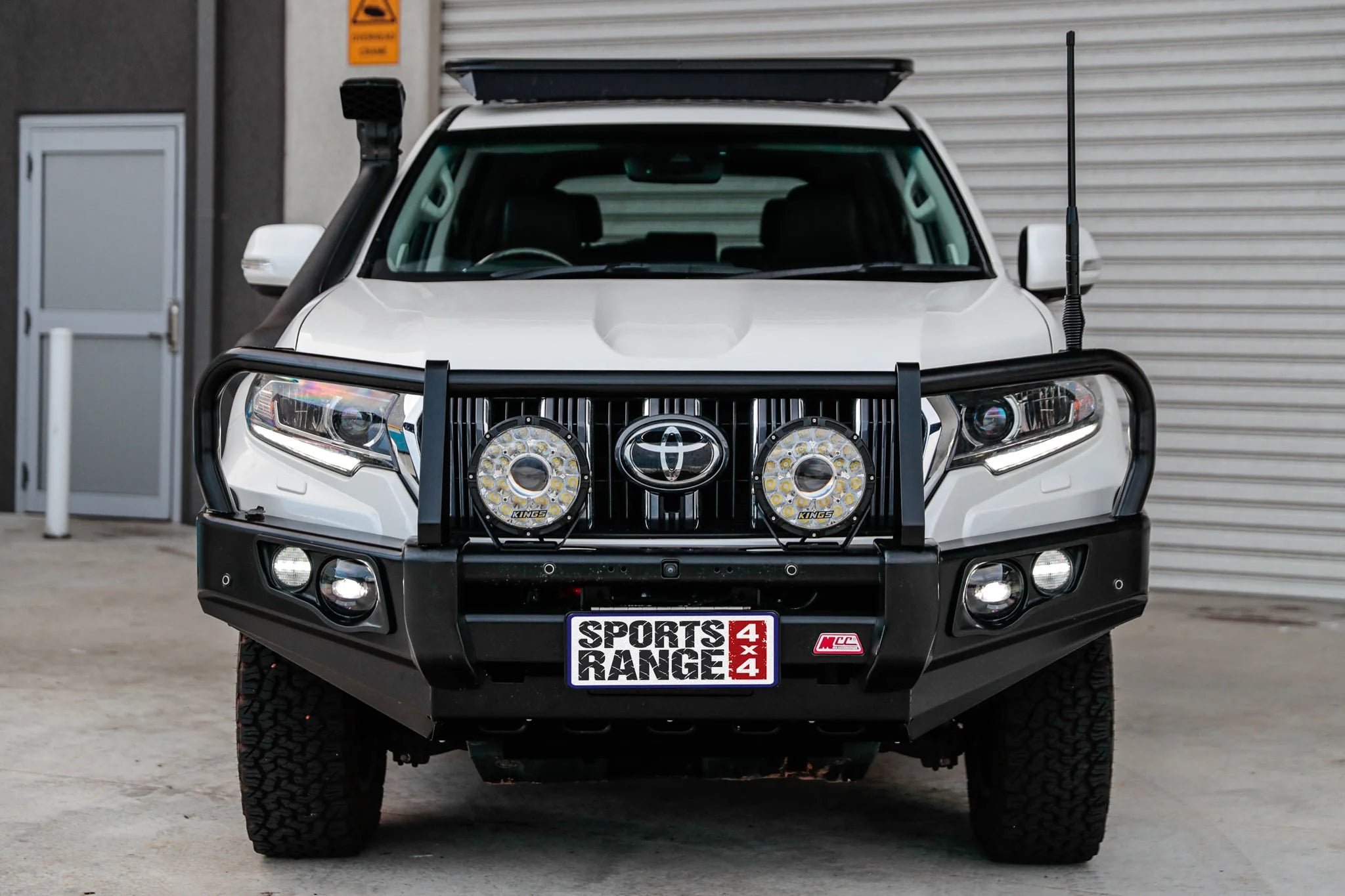 Prado 150 facelift 2017-Current 707-02 Falcon Bull Bar Black A-Frame Package (LED Foglight) - SKU MCC-01020-702FOGUP