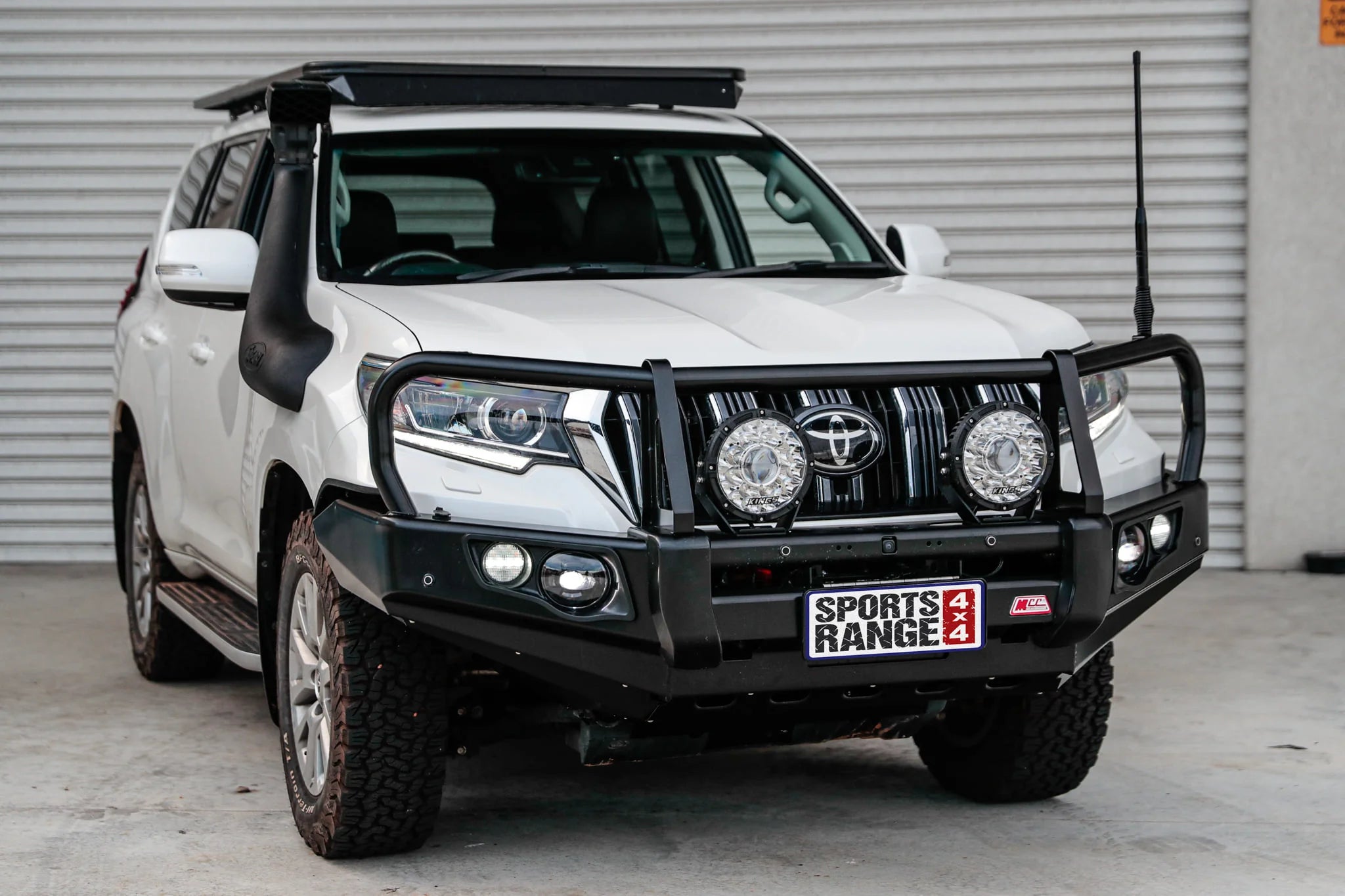 Prado 150 facelift 2017-Current 707-02 Falcon Bull Bar Black A-Frame Package (LED Foglight) - SKU MCC-01020-702FOGUP