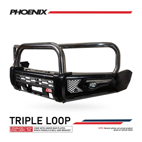 Land Cruiser 300 series 2022-On 808-01 Phoenix Bar Triple Stainless Loops Package - SKU MCC-01023-801UP