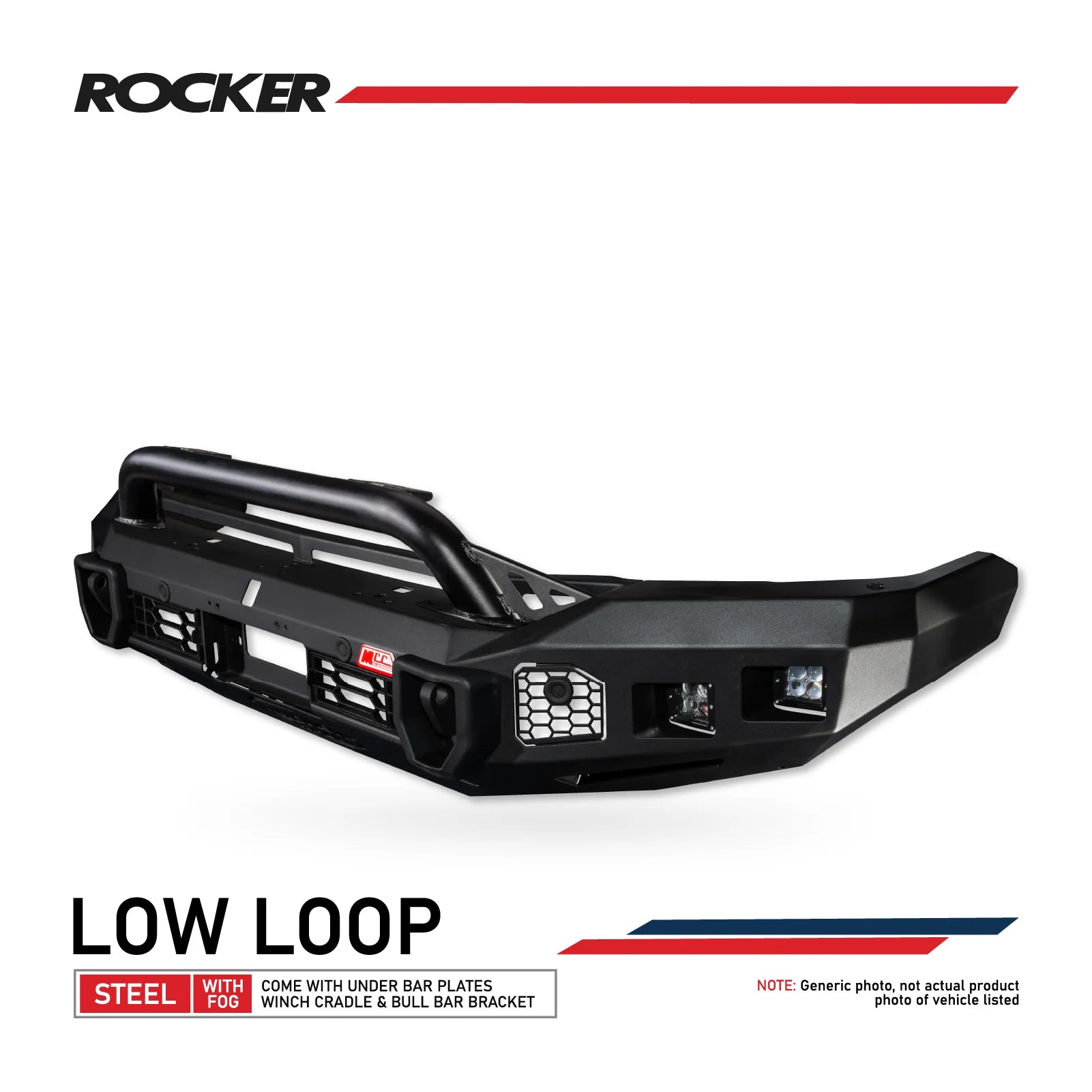 Land Cruiser 300 series 2022-On 078-01SQL Rocker Bull Bar Single Low Loop Package - SKU MCC-01023-7801SQLUP