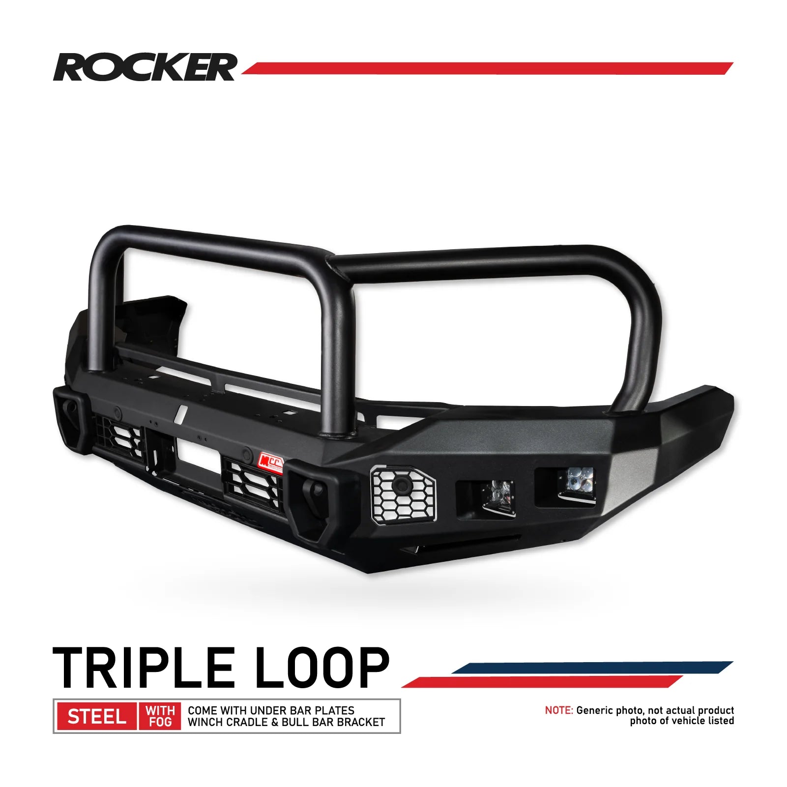 Land Cruiser 300 Series 2022-On 078-02SQ Rocker Bull Bar Triple Loop Package - SKU MCC-01023-7802SQUP